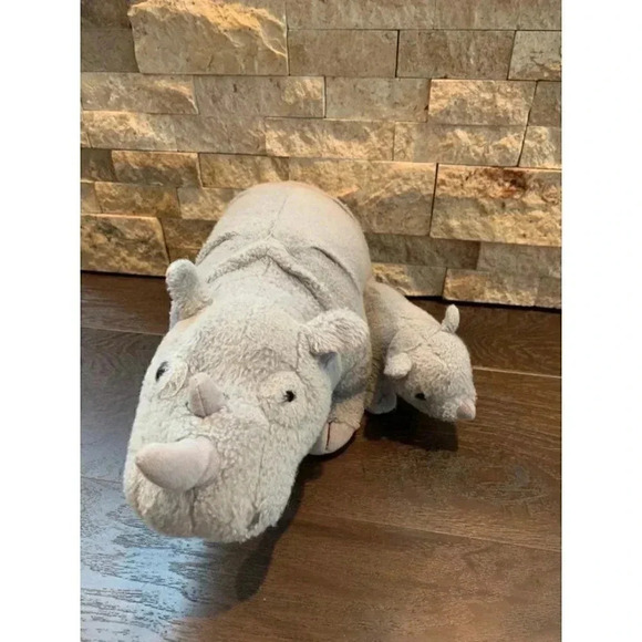 Adventure Planet Birth of Life Rhino‎ & Baby Grey Plush-B12 - Picture 2 of 5